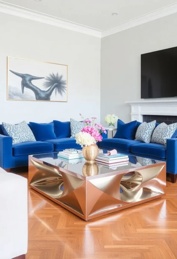 Metallic Coffee Table That Steals the Show

