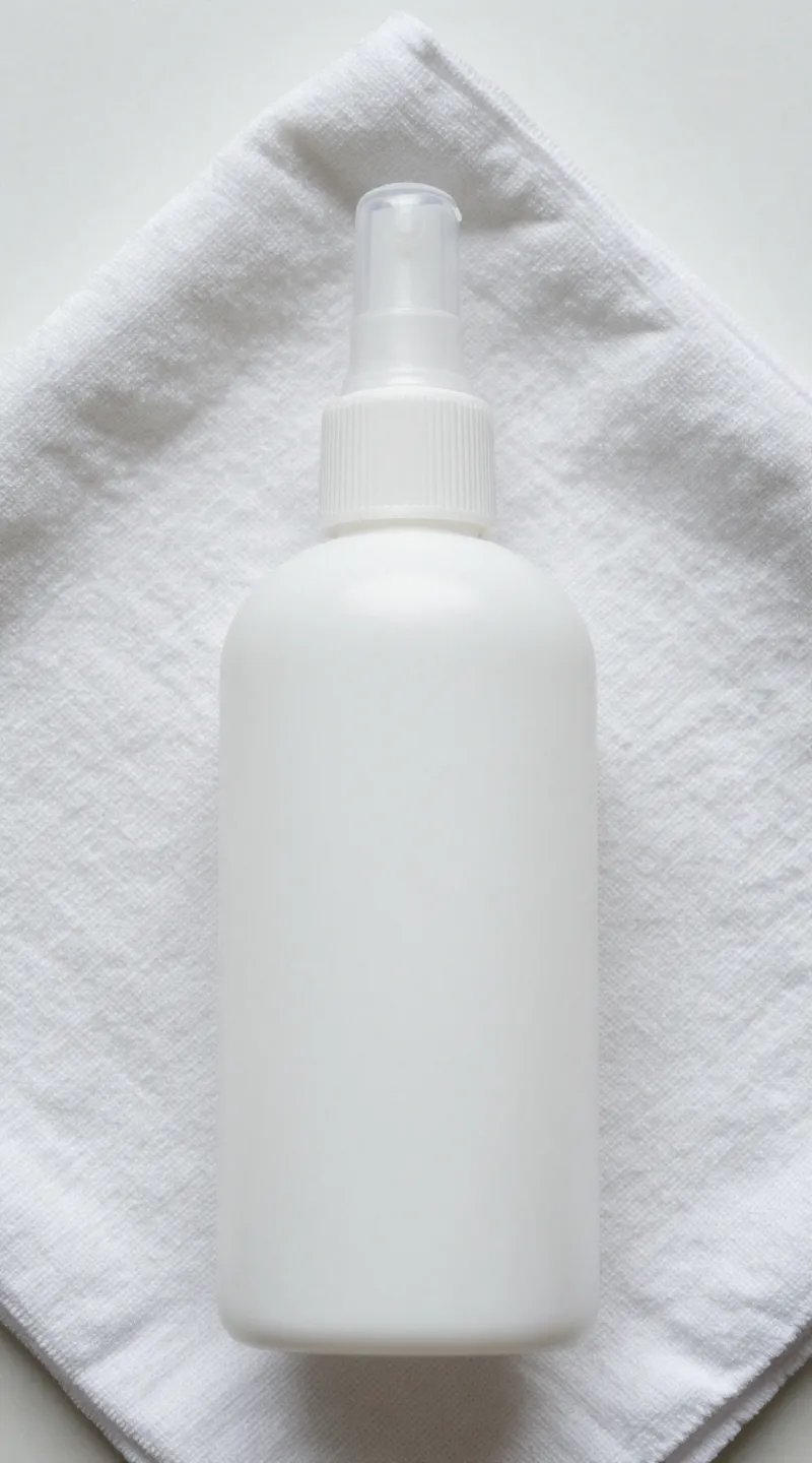 closeup of deglosser bottle on microfiber cloth